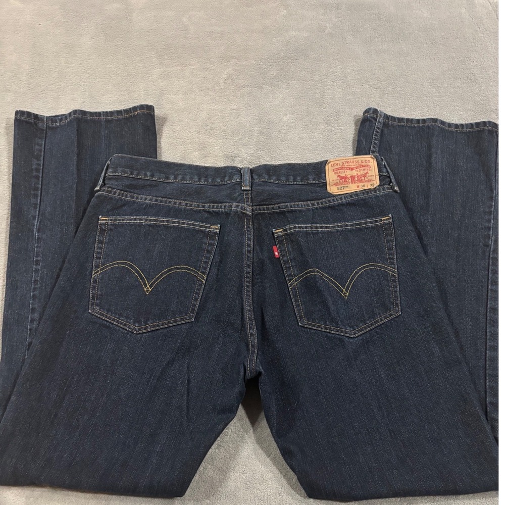 Levis 527 Slim Bootcut Jeans Mens 36x32 Dark Wash Indigo Denim Pants